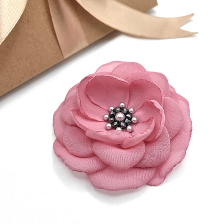 Creatii Proaspete - brosa-eleganta-voal-perle-cristale-roz-pudrat