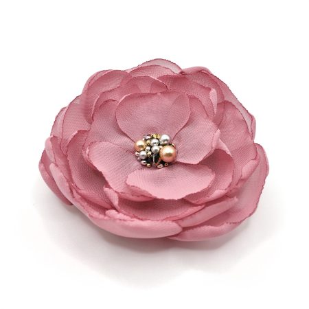 Creatii Proaspete - brosa-eleganta-voal-perle-cristale-roz-pudrat