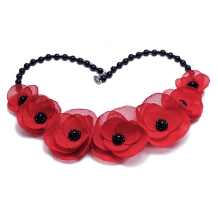 Bijuterii Dama - floral-grace-colier-elegant-maci-voal-perle-pietre-semipretioase