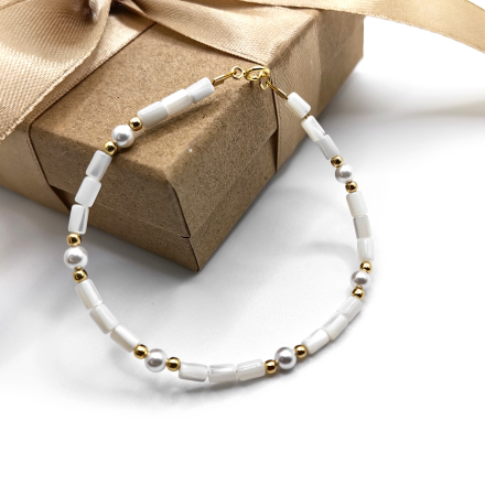 Bratari - bratara-sidef-alb-argint-placat-aur