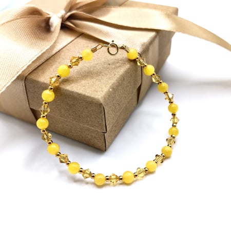 Bratari - bratara-subtire-jad-galben-argint-placat-aur