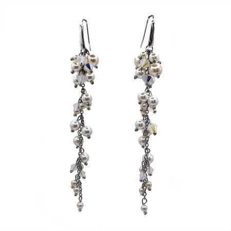 Creatii Proaspete - cercei-ciorchine-lungi-albi-mireasa