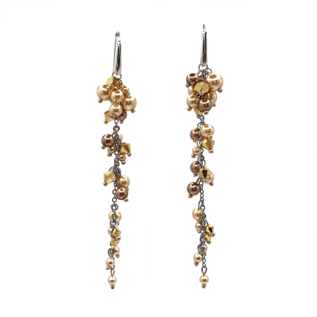 Cercei - cercei-lungi-ciorchine-perle-cristale-aurii