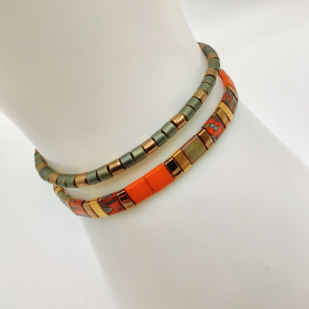 Bratari - Isara - Set 2 bratari margele Miyuki din Japonia, placate cu Aur 24K