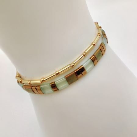 Bratari - Isara - Set 2 bratari margele Miyuki din Japonia, placate cu Aur 24K