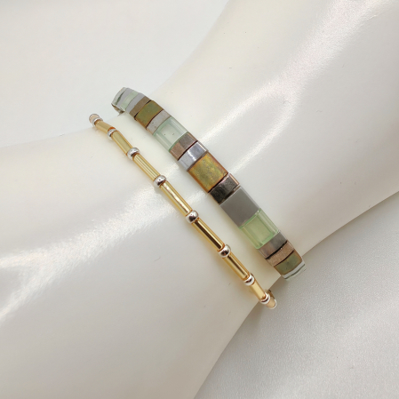 Isara - Set 2 bratari margele Miyuki din Japonia, placate cu Aur 24K si Argint 925 [1]