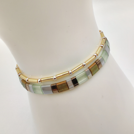 Bijuterii Dama - Isara - Set 2 bratari margele Miyuki din Japonia, placate cu Aur 24K si Argint 925