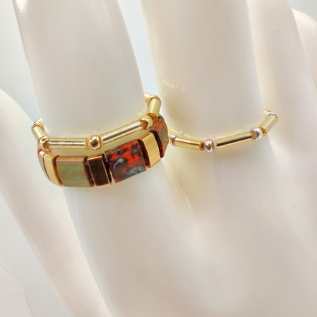 Isara - Set 3 inele margele Miyuki, placate cu Aur 24K si Argint 925 [1]