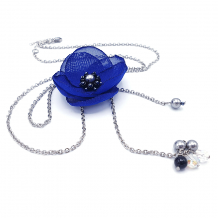 Bijuterii Dama - love-colier-voal-albastru-perle-elegant