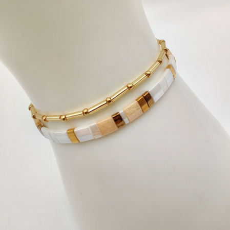 Bijuterii Dama - Lunara - Set 2 bratari margele Miyuki din Japonia, placate cu Aur 24K