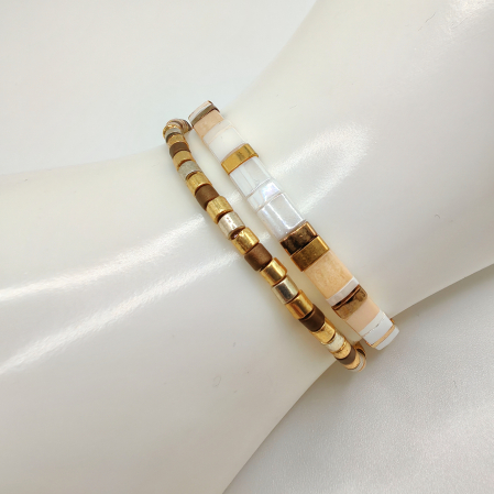 Lunara - Set 2 bratari margele Miyuki din Japonia, placate cu Aur 24K [1]