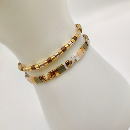 Bijuterii Dama - Lunara - Set 2 bratari margele Miyuki din Japonia, placate cu Aur 24K