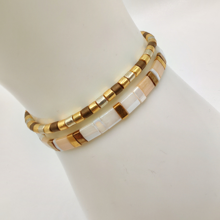 Bijuterii Dama - Lunara - Set 2 bratari margele Miyuki din Japonia, placate cu Aur 24K