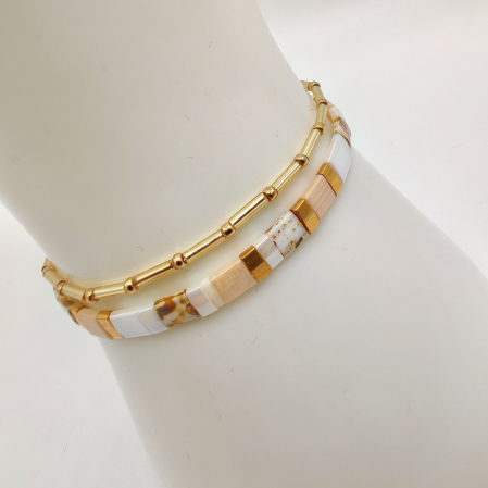 Bijuterii Dama - Lunara - Set 2 bratari margele Miyuki din Japonia, placate cu Aur 24K