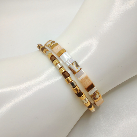 Lunara - Set 2 bratari margele Miyuki din Japonia, placate cu Aur 24K [1]