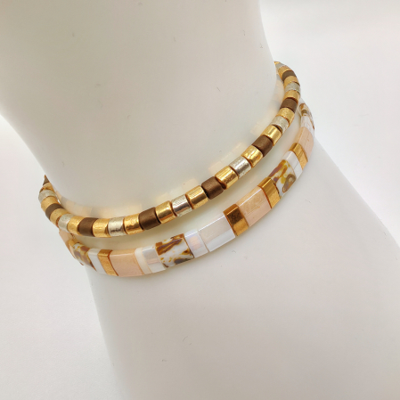 Bijuterii Dama - Lunara - Set 2 bratari margele Miyuki din Japonia, placate cu Aur 24K