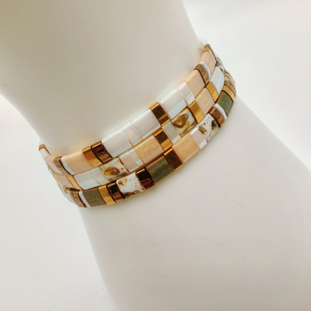 Bijuterii Dama - Lunara - Set 3 bratari  margele Miyuki din Japonia, placate cu Aur 24K