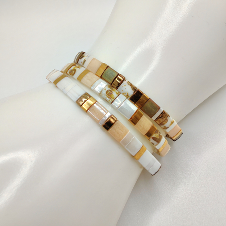 Lunara - Set 3 bratari  margele Miyuki din Japonia, placate cu Aur 24K [1]