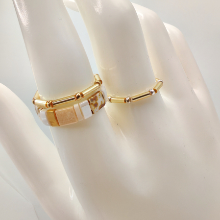 Lunara - Set 3 inele margele Miyuki, placate cu Aur 24K si Argint 925 [1]