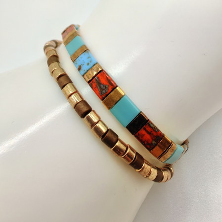 Saira - Set 2 bratari margele Miyuki din Japonia, placate cu Aur 24K [1]