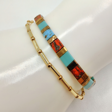 Saira - Set 2 bratari margele Miyuki din Japonia, placate cu Aur 24K [1]