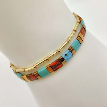 Creatii Proaspete - Saira - Set 2 bratari margele Miyuki din Japonia, placate cu Aur 24K