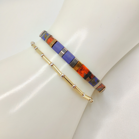 Saira - Set 2 bratari margele Miyuki din Japonia, placate cu Aur 24K si Argint 925 [1]