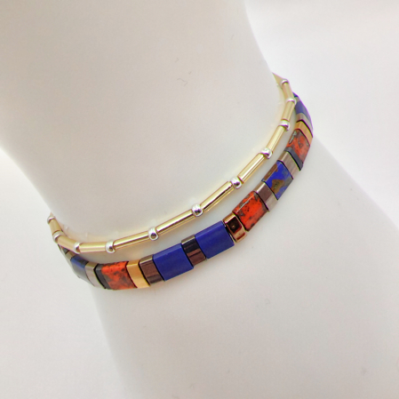 Creatii Proaspete - Saira - Set 2 bratari margele Miyuki din Japonia, placate cu Aur 24K si Argint 925