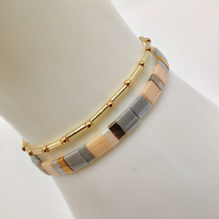 Creatii Proaspete - Saphira - Set 2 bratari  margele Miyuki din Japonia, placate cu Aur 24K