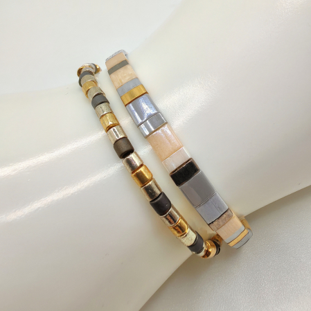 Saphira - Set 2 bratari margele Miyuki din Japonia, placate cu Aur 24K [1]