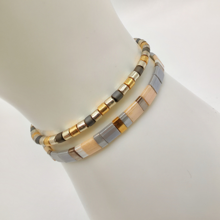 Creatii Proaspete - Saphira - Set 2 bratari margele Miyuki din Japonia, placate cu Aur 24K