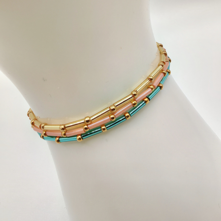 Creatii Proaspete - Seren - Set 3 bratari margele Miyuki, placate cu Aur 24K