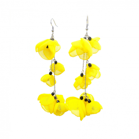 Cercei-primavara-flori-voal-galbene