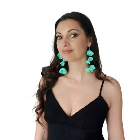 Cercei-lungi-handmade-flori-voal-verde-menta [3]