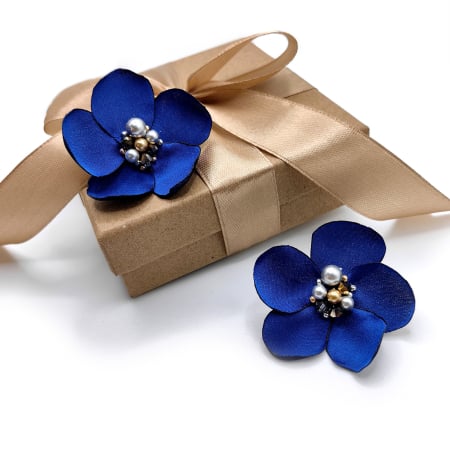Design Floral - cercei-matase-floare-albastra