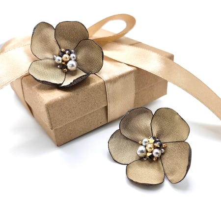 Design Floral - cercei-floare-matase-aurie