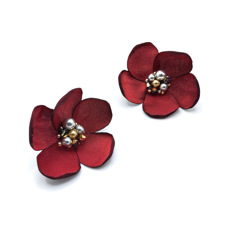 cercei-flori-matase-perle-cristale-rosu-visiniu [2]