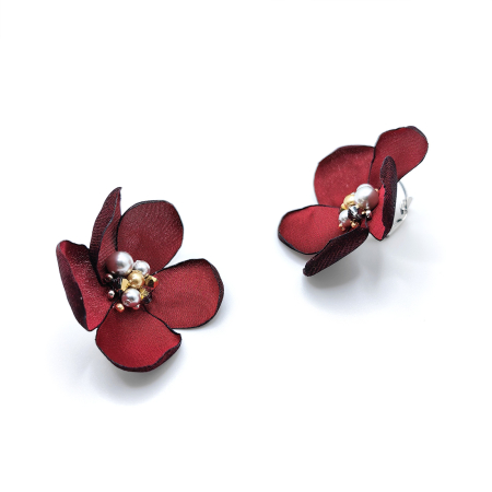 cercei-flori-matase-perle-cristale-rosu-visiniu [3]