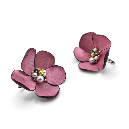 cercei-floare-matase-roz [2]