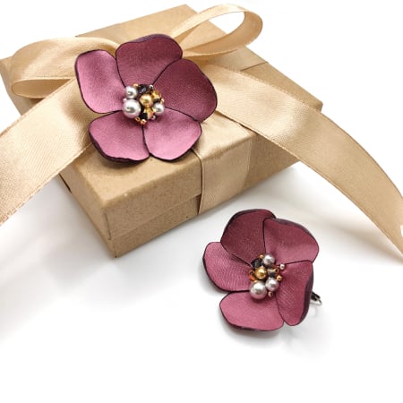 Creatii Proaspete - cercei-floare-matase-roz