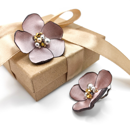 Creatii Proaspete - cercei-statement-flori-matase-perle