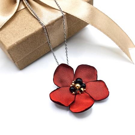 Design Floral - colier-pandantiv-floare-rosie