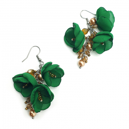 cercei-handmade-eleganti-flori-voal-verde-perle-cristale [2]