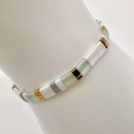 Bratari - Zuri - Bratara multicolor cu margele Miyuki, placate cu Aur 24K