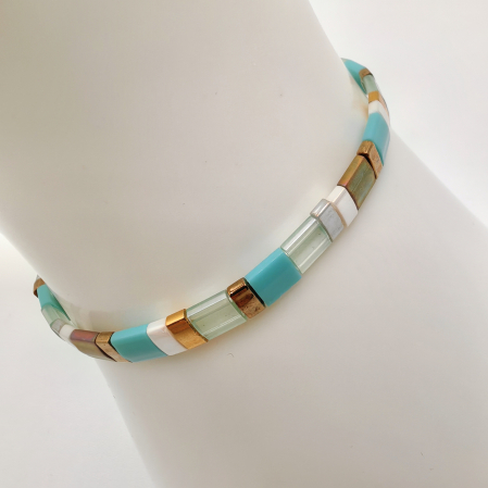 Bratari - Zuri - Bratara multicolor cu margele Miyuki, placate cu Aur 24K