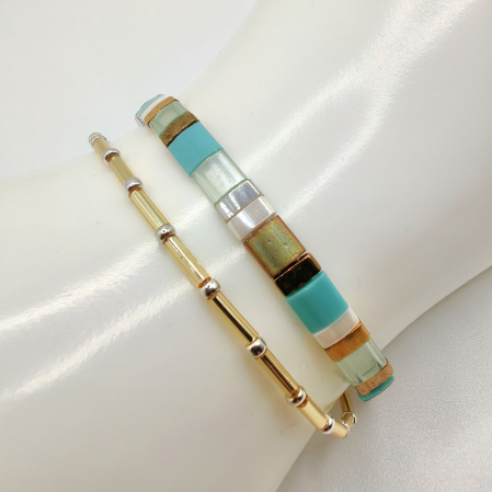 Zuri - Set 2 bratari cu margele Miyuki, placate cu Aur 24K si Argint 925 [1]