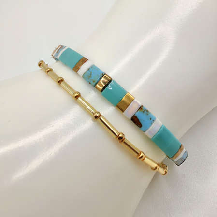 Zuri - Set 2 bratari elegante cu margele Miyuki, margele placate cu Aur 24K [1]