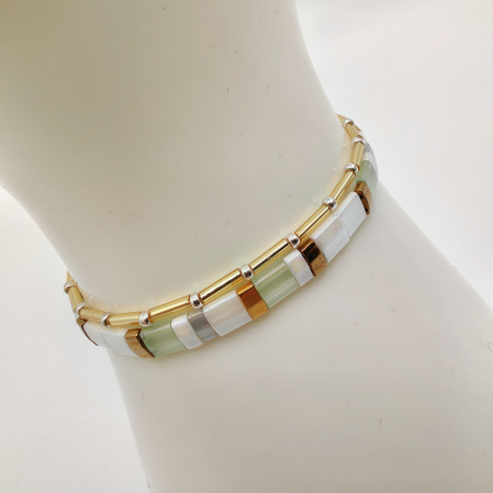 Creatii Proaspete - Zuri - Set 2 bratari elegante cu margele Miyuki, margele placate cu Aur 24K si Argint 925