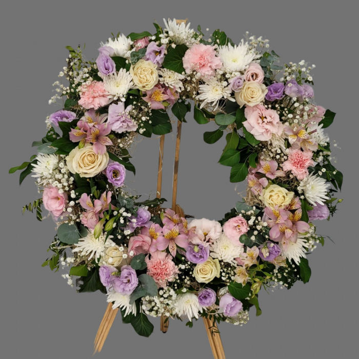 Coroana funerară cu flori pastelate [2]