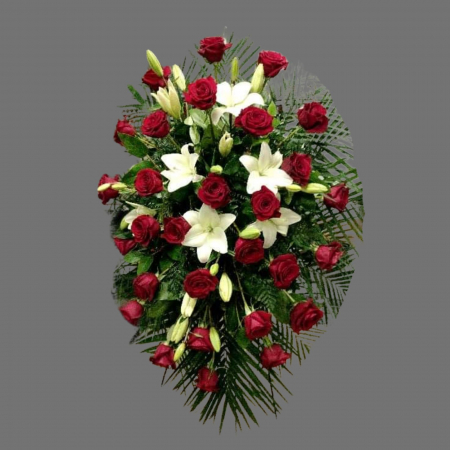 ARANJAMENTE FUNERARE - Aranjament funerar cu trandafiri și crini